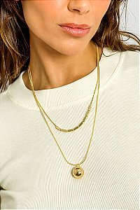 Colar Duplo Esfera Metal