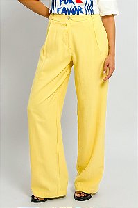 Calça Pantalona Botão Bolsos Laterais