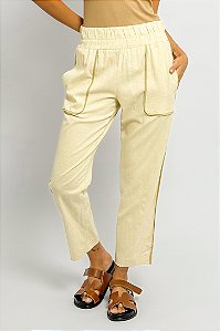 Calça Cenoura Cós Elástico Detalhes Color