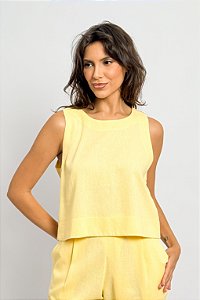 Blusa Semi Cropped Viscolinho Sem Manga