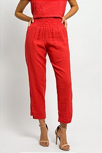 Calça Cenoura Cós Elastiqué Detalhe Barra