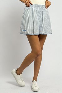 Short Listrado Cós Elástico Peixe Bordado