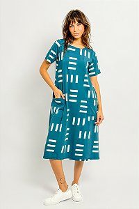 Vestido Midi Amplo Fluity Estampa Geométrica