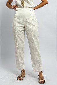 Calça Cenoura Algodão Pala Botões