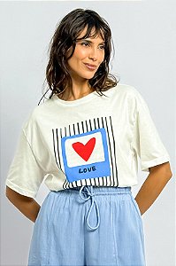 T-shirt Algodão Love Listras