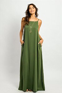 Vestido Longo Viscose Alcinha Cava Americana
