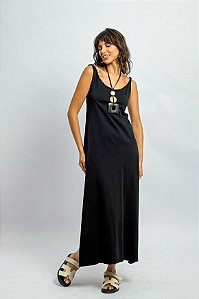 Vestido Longuete Algodão Alça Torcida