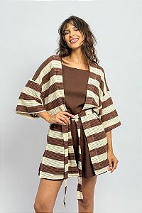Kimono Listrado Textura Amarração