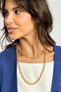 Colar Duplo Correntes Metal
