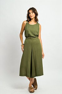 Conjunto Viscolinho Calça Saia e Regata Detalhe Metal