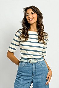 Blusa Listrada Manguinha Gola Canoa