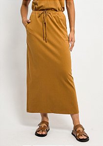 Saia Longuete Algodão Cós Elástico Amarração