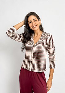 Casaqueto Malha Algodão Listras ZigZag