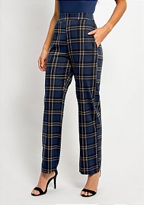 Calça Reta Xadrez Bolso Faca