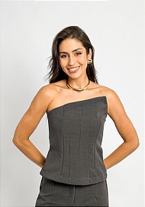 Blusa Sem Alça Decote Assimétrico Corpete