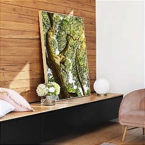 Quadro Vertical Árvores e Céu de Floresta Folhas Sol Canvas Com Moldura