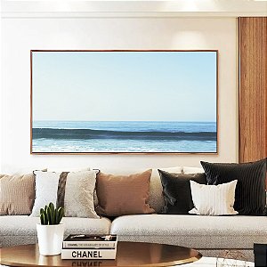 Quadro Horizontal Céu Claro Limpo e Mar Azul Calmo Natureza Canvas com Moldura
