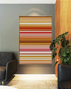 Quadro Vertical Laranja Amarelo Branco Degradê Com Listras Arte em Canvas com Moldura