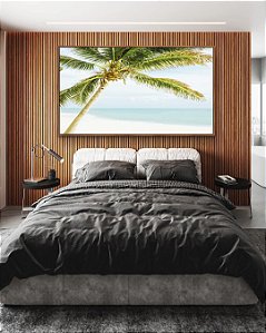 Quadro Horizontal Coqueiro em Praia de Mar Azul Turquesa Natureza Canvas Moldura