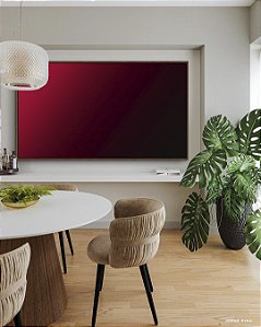 Quadro Horizontal Abstrarto Degradê Tons de Vermelho Vinho Arte em Canvas Moldura