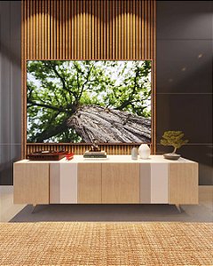 Quadro Horizontal Árvore Folhas Verdes Trono Céu Claro Canvas Moldura