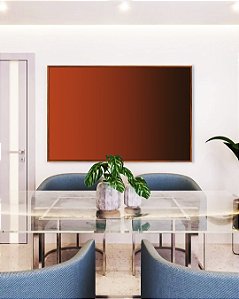 Quadro Horizontal Abstrato Degradê Laranja Telha Marrom Arte Canvas Moldura