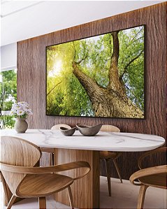 Quadro Horizontal Copa de Árvore Natureza Luzes do Sol Folhas Verdes Arte Canvas Moldura