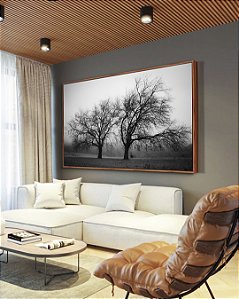 Quadro Horizontal Árvores em Preto e Branco Natureza Arte Canvas Moldura