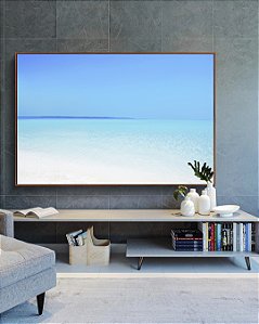 Quadro Horizontal Praia Branca e Mar Azul Cristalino Paradisíaco Arte Canvas Moldura