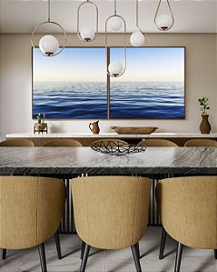 Duo de Quadros Quadrados Oceano Azul Mar Calmo Céu Claro Natureza Arte em Canvas Moldura