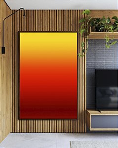 Quadro Vertical Abstrato Degradê Cores Amarelo Laranja Arte Canvas Moldura