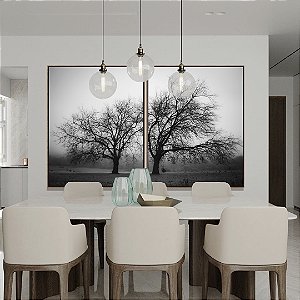 Duo de Quadros Árvores em Preto e Branco Natureza Arte Canvas Moldura