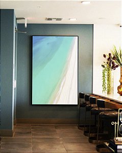 Quadro Vertical Mar Turquesa Cristalino Paradisíaco Areia Branca Canvas Moldura