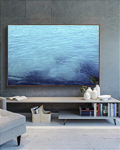 Quadro Horizontal Mar de Águas Claras Tons de Azul Oceano Canvas Moldura