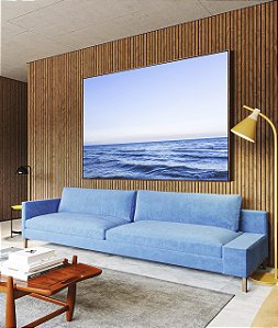 Quadro Horizontal Mar Azul Sereno Céu Limpo Oceano Canvas Moldura