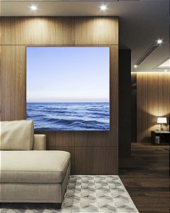 Quadro Quadrado Mar Azul Sereno Céu Limpo Oceano Canvas Moldura