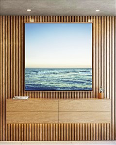 Quadro Quadrado Mar Azul Turquesa Calmo Céu Claro Canvas Moldura