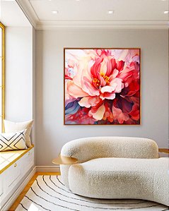 Quadro Quadrado Flores Lindas Rosas Vermelhas Natureza Canvas Moldura