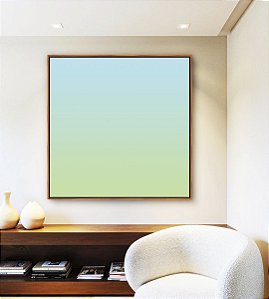 Quadro Quadrado Abstrato Degradê Azul Bebê Verde Menta Canvas Moldura