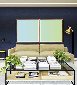Duo de Quadros Quadrados Abstrato Degradê Azul Bebê Verde Menta Canvas Moldura