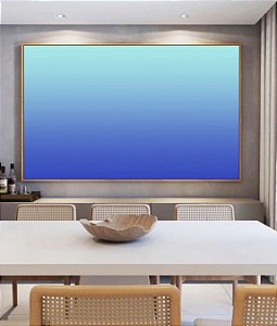Quadro Horizontal Degradê Abstrato Cores Azul Cobalto Turquesa Canvas Moldura