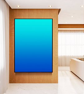 Quadro Vertical Degradê Abstrato Cores Azul Cobalto Turquesa Canvas Moldura