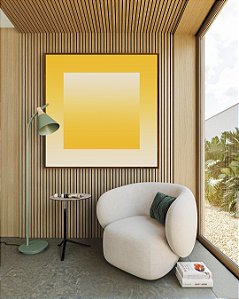 Quadro Quadrado Amarelo Ouro Areia Abstrato Degradê Margem Canvas Moldura