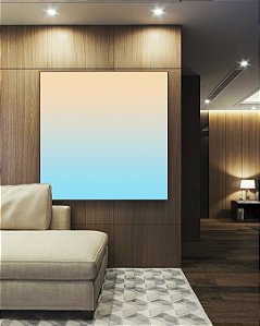 Quadro Quadrado Abstrato Degradê Pêssego Azul Celeste Canvas Moldura