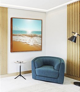 Quadro Quadrado Mar Turquesa Sol Claro Vivo Praia Canvas Moldura