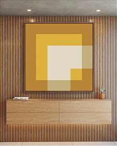 Quadro Quadrado Amarelo Ouro Areia Geométrico Arte Canvas Moldura
