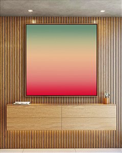 Quadro Quadrado Abstrato Degradê Turquesa Marfim Rosa Canvas Moldura