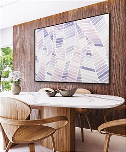 Quadro Horizontal Folhas Abstratas Roxo Lilás Lavanda Canvas Moldura
