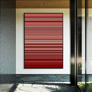 Quadro Vertical Abstrato Degradê Listras Vermelho Carmim Salmão Canvas Moldura