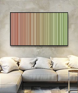 Quadro Horizontal Abstrato Degradê Listras Rosa Salmão Verde Menta Canvas Moldura